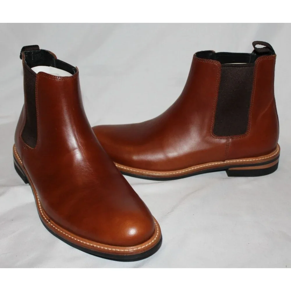 Nisolo Men's Marco Everyday Chelsea Leather Boots‎ Brandy $268 NEW